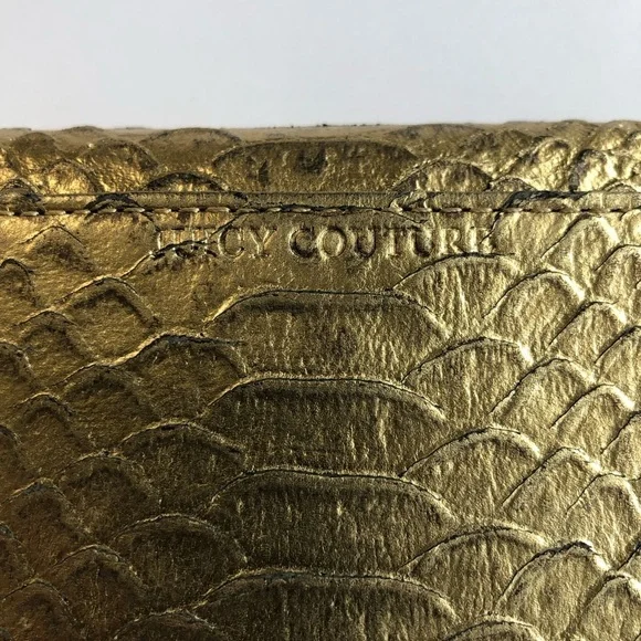 Vintage Juicy Couture Gold Metallic Leather Black Crystals Silver Stud Wallet - Picture 5 of 12
